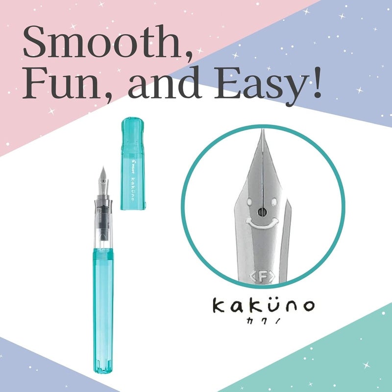 Someie Fountain Pen Set CON-40 Converter & Kakuno Fine Nib with Black Ink Cartridge & Sticky Notes – Refillable Ink System, For Beginners, Calligraphy (Green FKA-1SR-KBOG-F) - Image 3